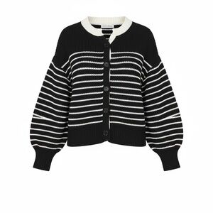 Aaron and Amber Thick Black and White Striped Cardigan Women’s Small NWT